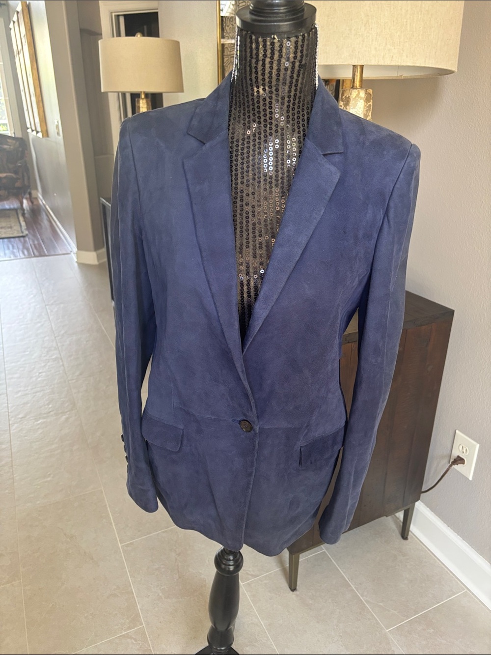 Gucci navy blue suede blazer women’s 44